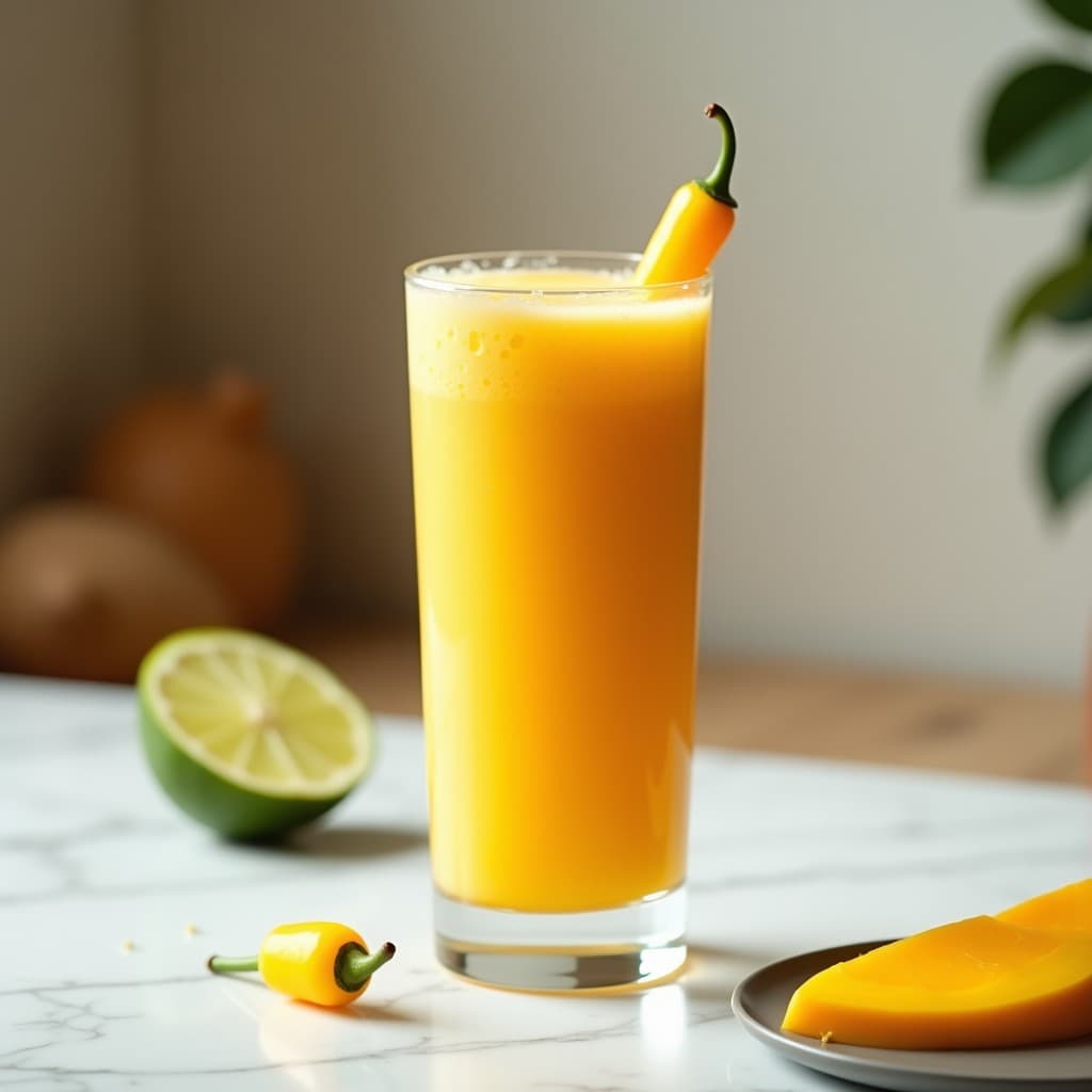 Batido de Mango, Jengibre y Pimiento Amarillo: Bebida Detox con Toque Picante y Antioxidante