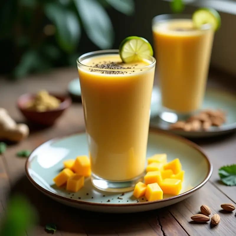 Batido de Mango y Leche de Almendras: Smoothie Indio con Cardamomo y Jengibre