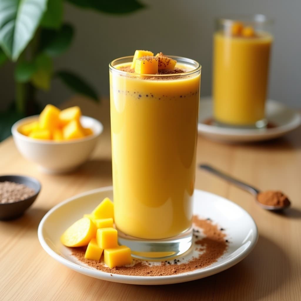 Batido de Mango y Maca con Leche de Soja: Bebida Peruana Energizante y Alta en Nutrientes
