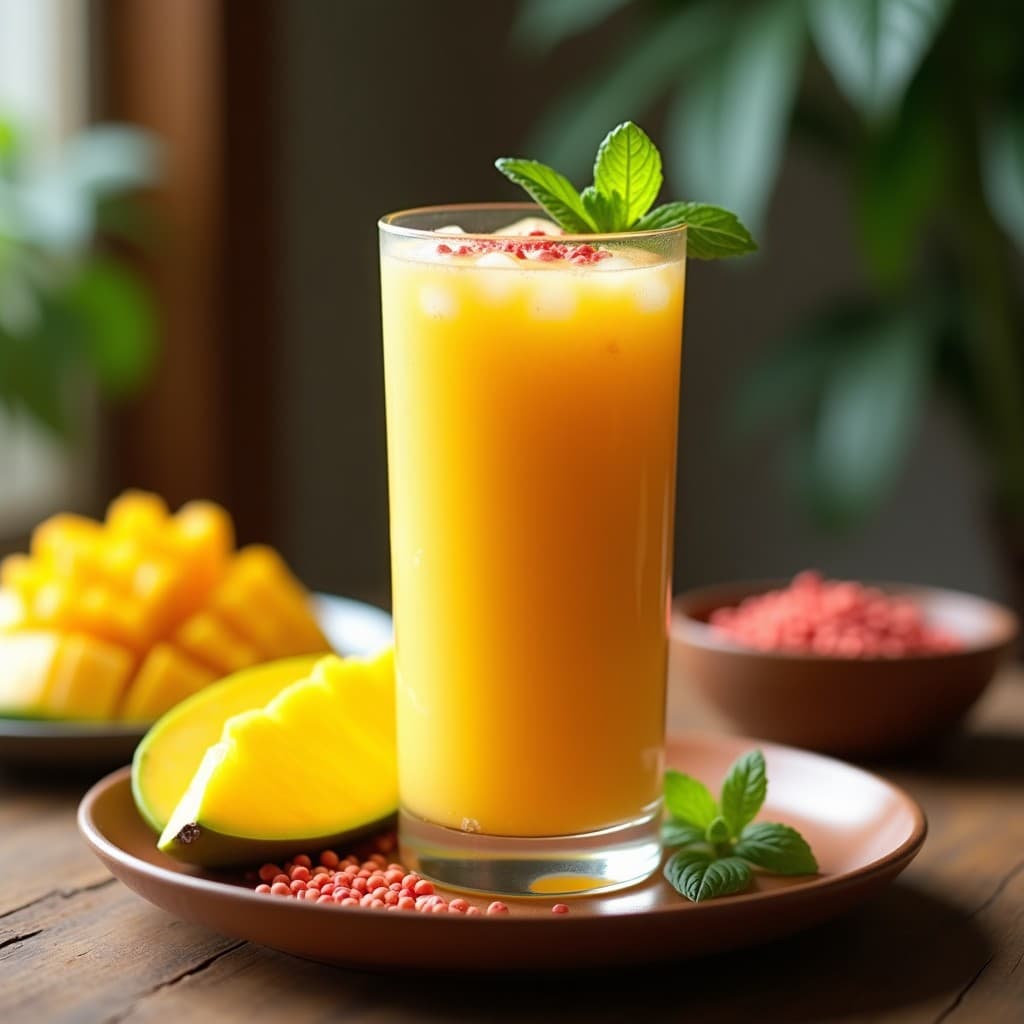 Batido de Mango y Pimienta Rosa: Bebida Exótica Sin Azúcar con Toque Picante
