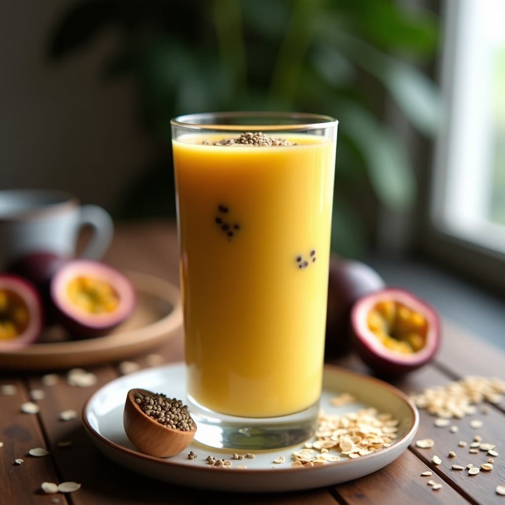 Batido de Maracuyá y Avena con Chía: Bebida Energética Sin Azúcar para el Desayuno