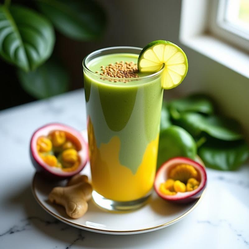 Batido de Maracuyá y Espinacas: Bebida Vegana con Toque Tropical y Desintoxicante