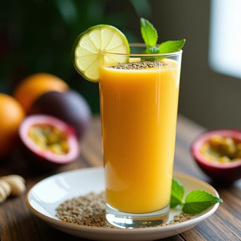 Batido de Maracuyá y Jengibre con Leche de Almendras: Bebida Tropical Antiinflamatoria