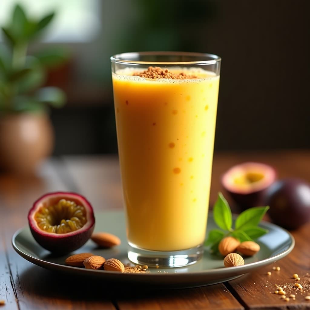 Batido de Maracuyá y Leche de Almendras: Bebida Brasileña Energizante con Maca