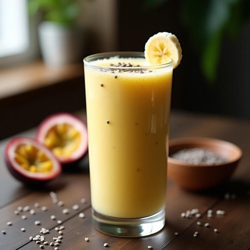 Batido de Maracuyá y Plátano con Proteína en Polvo: Bebida Energética Post-Entrenamiento Sin Lactosa