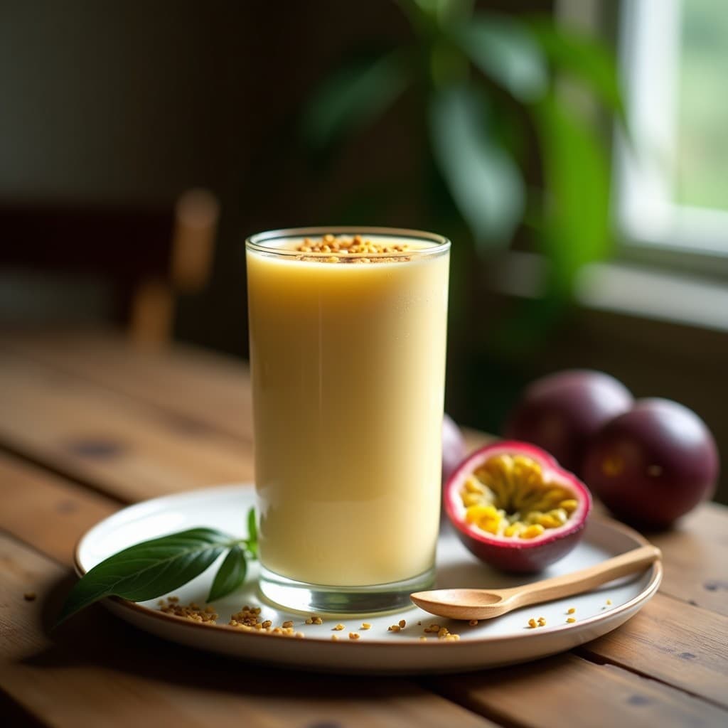 Batido de Maracuyá y Yogur Griego con Semillas de Sésamo: Bebida Brasileña Alta en Proteína