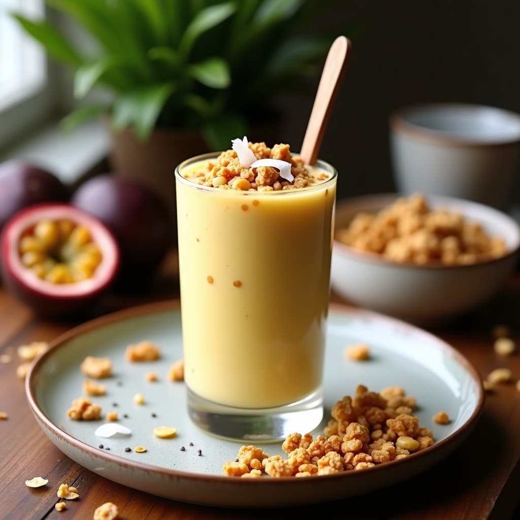 Batido de Maracuyá y Yogur Griego con Granola Casera: Desayuno Energético y Alta en Proteína