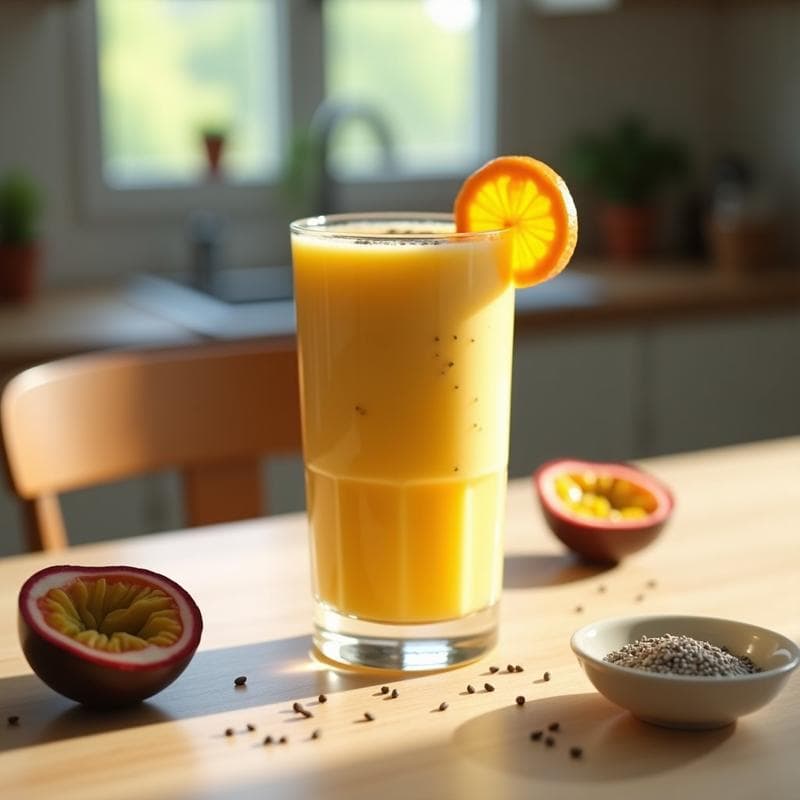 Batido de Maracuyá y Yogur de Soja con Semillas de Chía: Bebida Energética Vegana y Sin Lactosa
