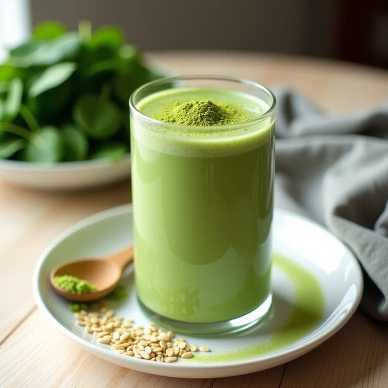 Batido de Matcha, Espinacas y Leche de Avena: Bebida Energizante y Detox para la Mañana