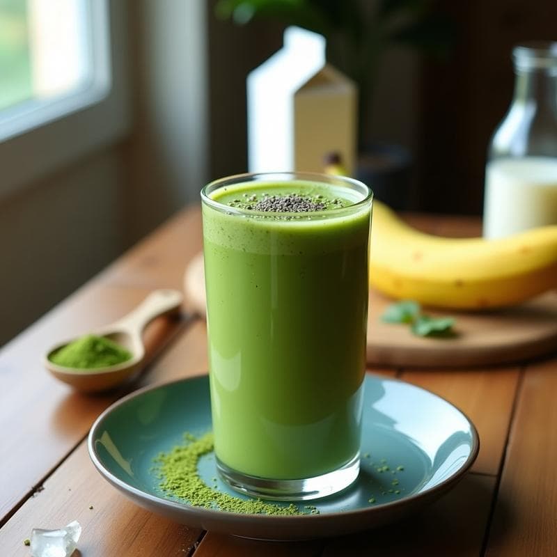 Batido de Matcha y Espirulina con Leche de Almendras: Bebida Energética y Detox en 5 Minutos