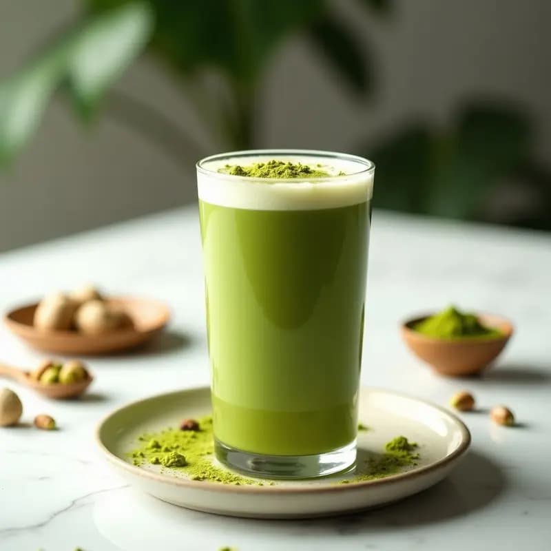 Batido de Matcha y Leche de Pistacho: Bebida Energética Verde y Cremosa