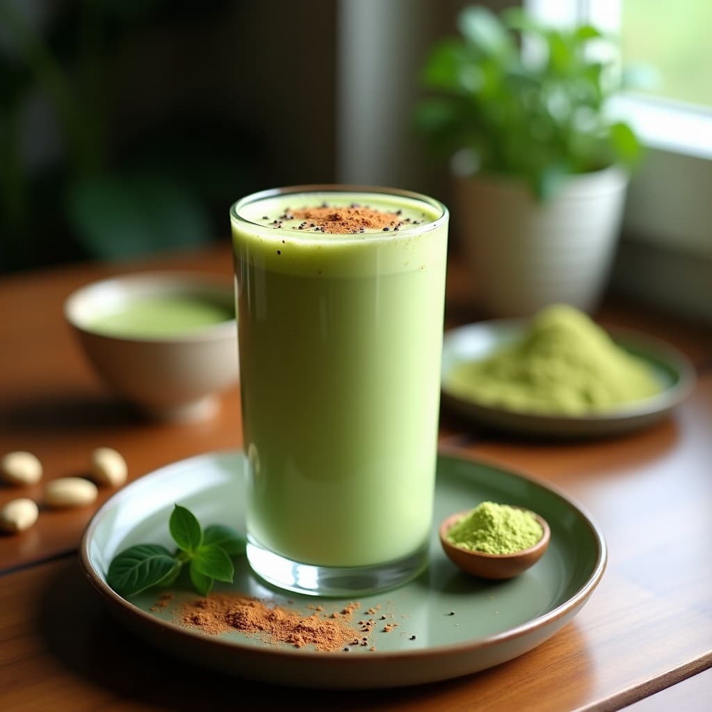 Batido de Matcha y Leche de Pistacho: Bebida Vegana Sin Azúcar con Toque Energizante