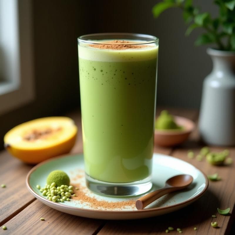 Batido de Matcha y Plátano Macho con Leche de Almendras: Bebida Energizante Pre-Entreno