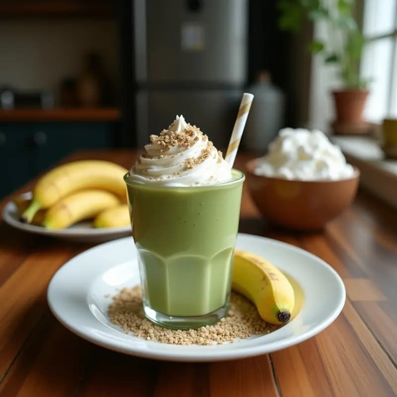 Batido de Matcha, Plátano y Semillas de Hemp con Espuma de Coco: Desayuno Energizante