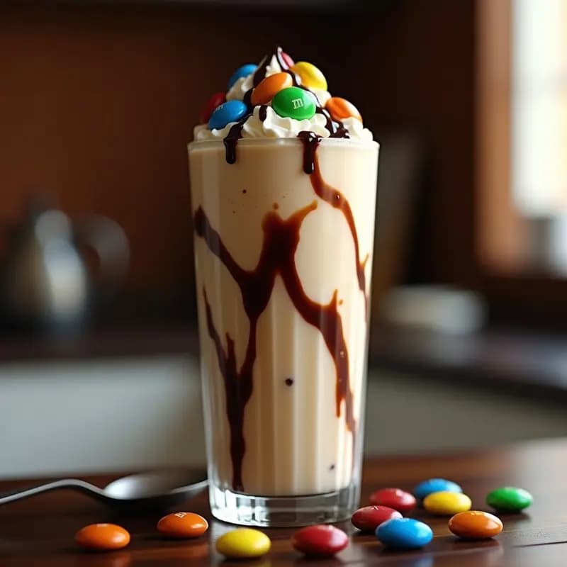 Batido de M&M’s con Helado de Vainilla y Leche Entera: Bebida Colorida y Dulce