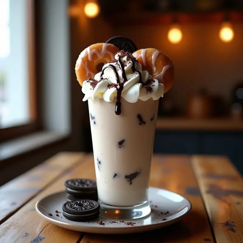 Batido Monstershake de Galletas Oreo, Brownie, Helado y Nata con Topping de Donuts: El Batido que Desafía a la Gravedad