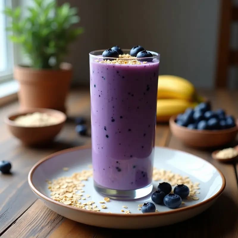 Batido de Moras Azules, Avena y Semillas de Lino: Desayuno Antioxidante en 5 Minutos