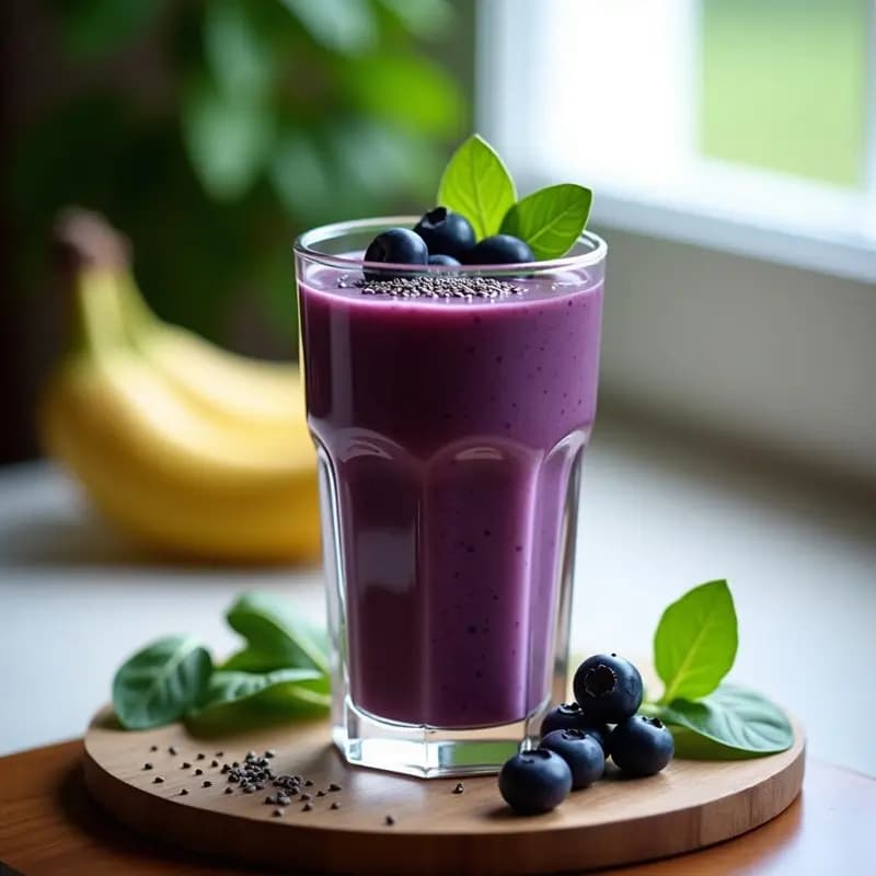 Batido de Moras Azules y Espinacas con Proteína de Guisante: Desayuno Alta en Antioxidantes