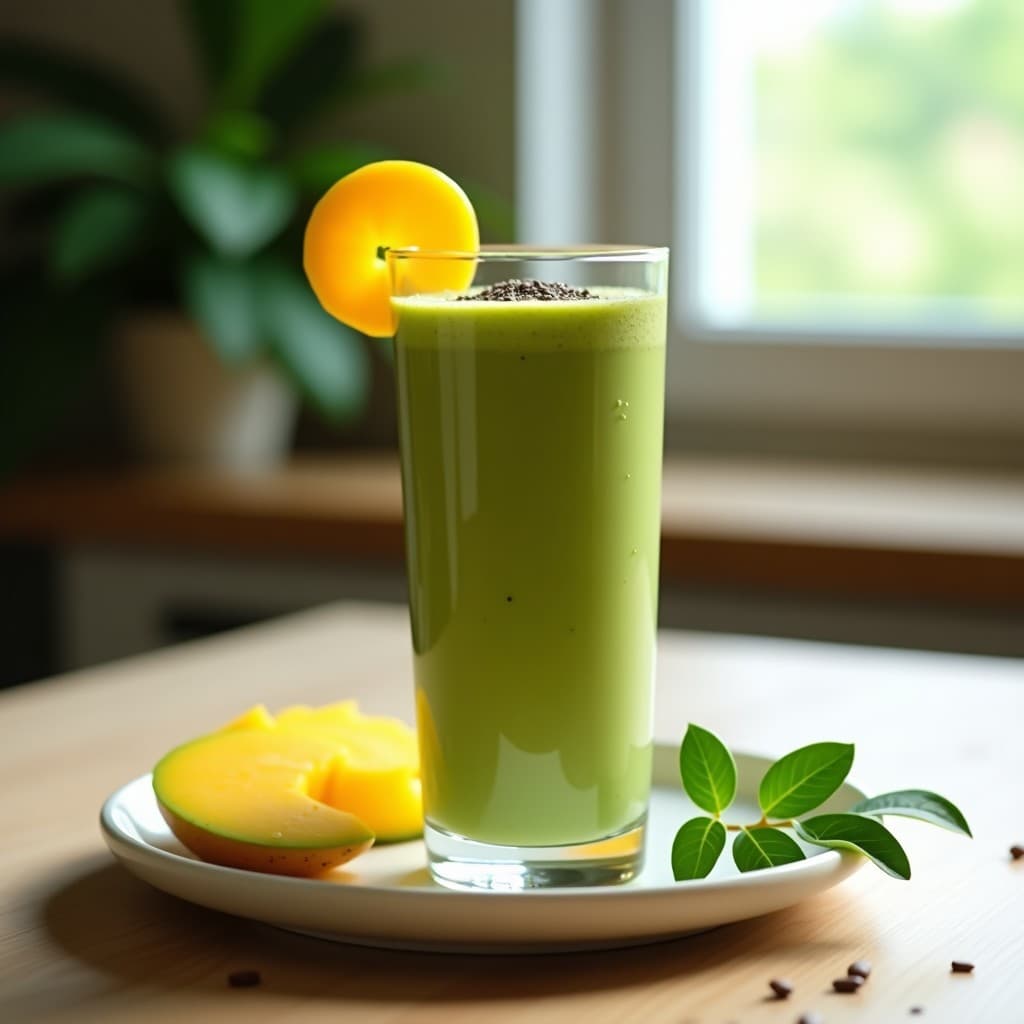 Batido de Moringa y Mango con Leche de Avena: Bebida Energética Sin Lactosa