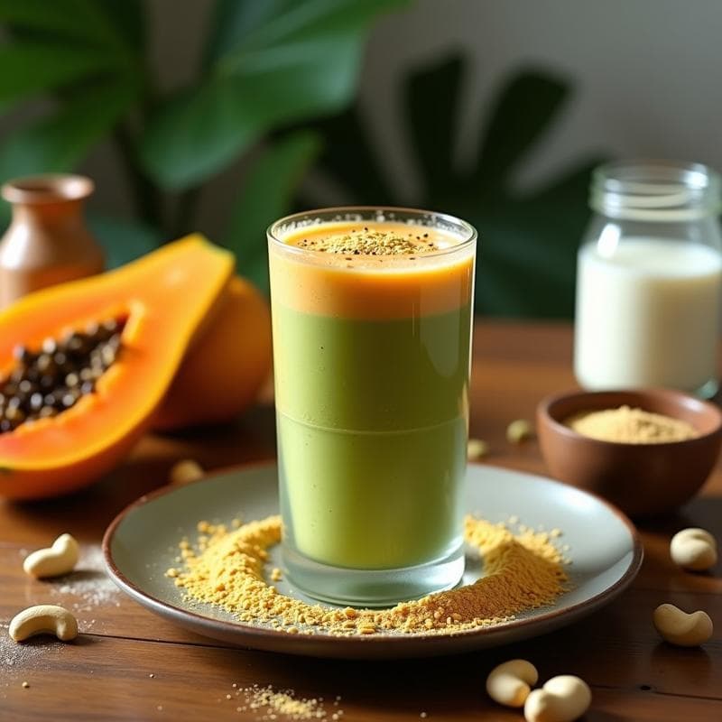 Batido de Moringa y Papaya con Leche de Anacardo: Bebida Energética y Depurativa