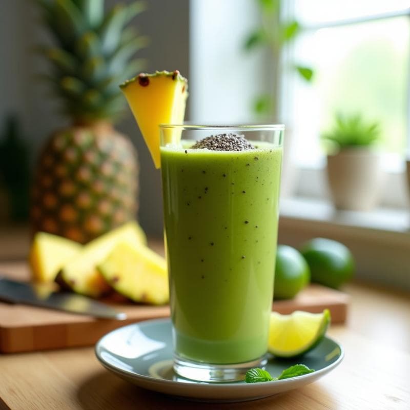 Batido de Moringa y Piña con Chía: Bebida Detox y Antiinflamatoria para el Desayuno