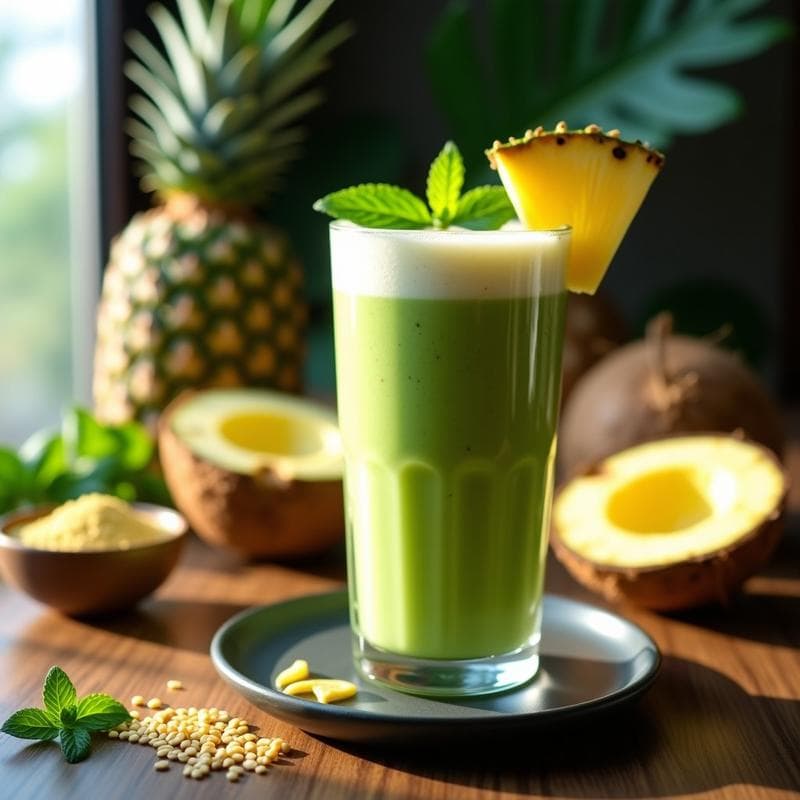 Batido de Moringa y Piña: Bebida Energética Vegana con Toque Exótico