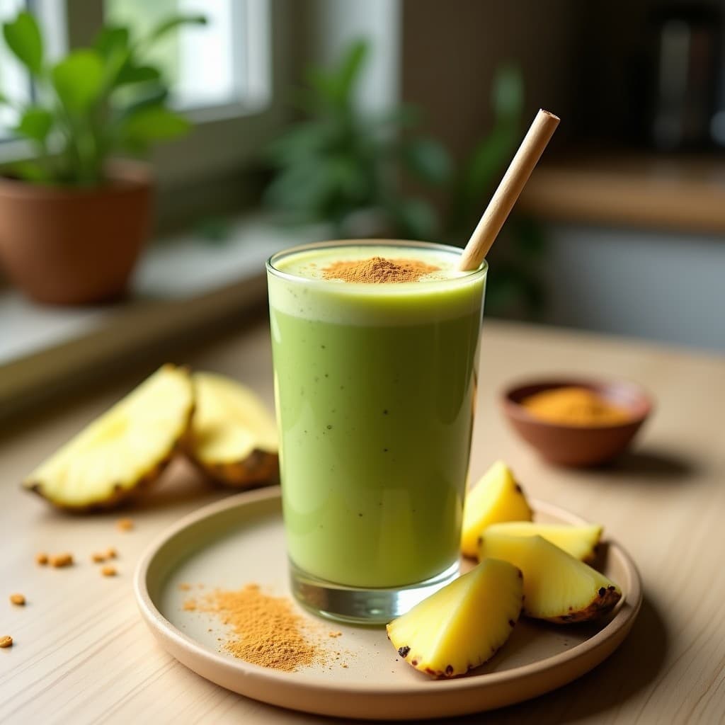 Batido de Moringa y Piña con Leche de Anacardo: Bebida Verde Superenergética en 5 Minutos