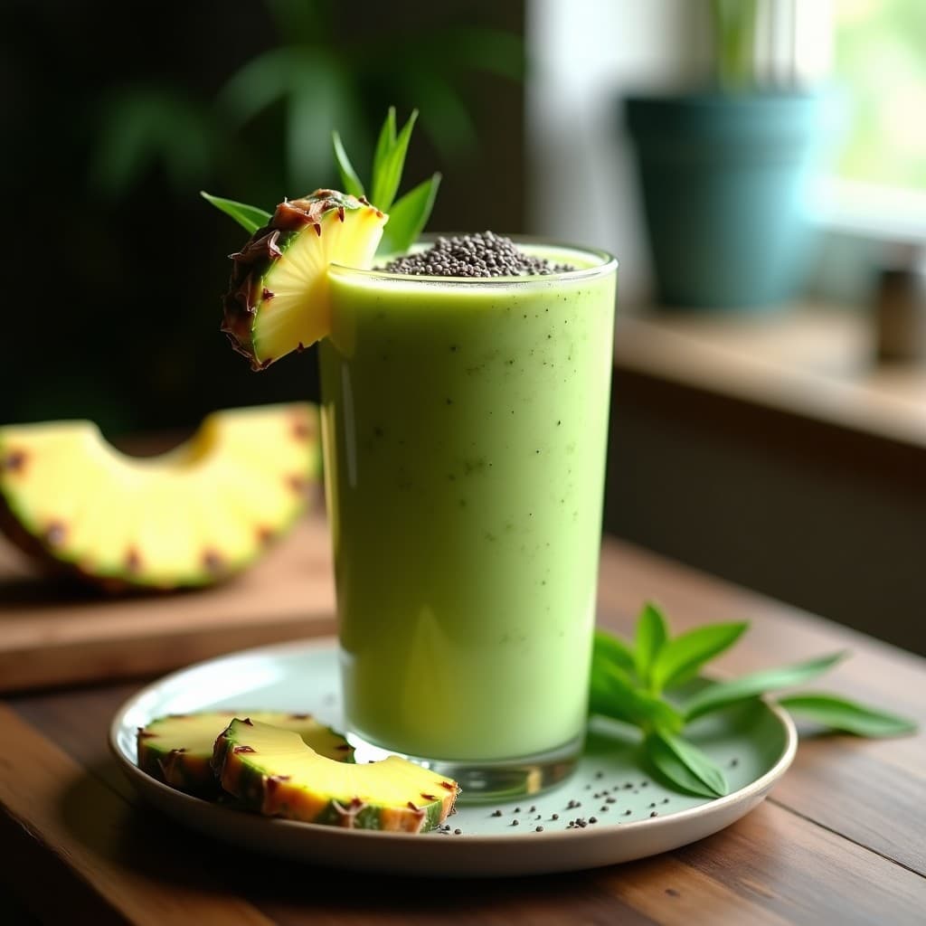 Batido de Moringa y Piña con Leche de Cáñamo: Bebida Superfood Vegana en 5 Minutos