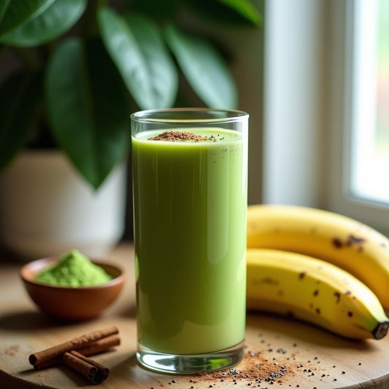 Batido de Moringa y Plátano: Bebida Energética Verde Keto Sin Lácteos