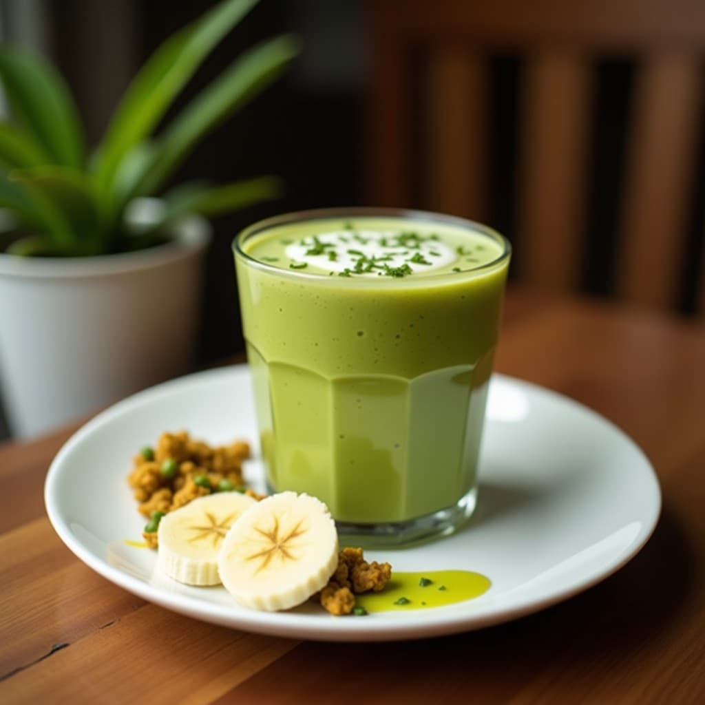 Batido de Moringa y Plátano Macho con Leche de Coco: Desayuno Tropical Antiinflamatorio en 5 Minutos