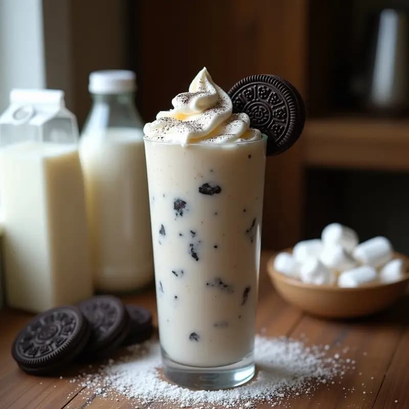 Batido de Oreos con Leche Entera y Nubes de Azúcar: Bebida que Endulza hasta el Alma