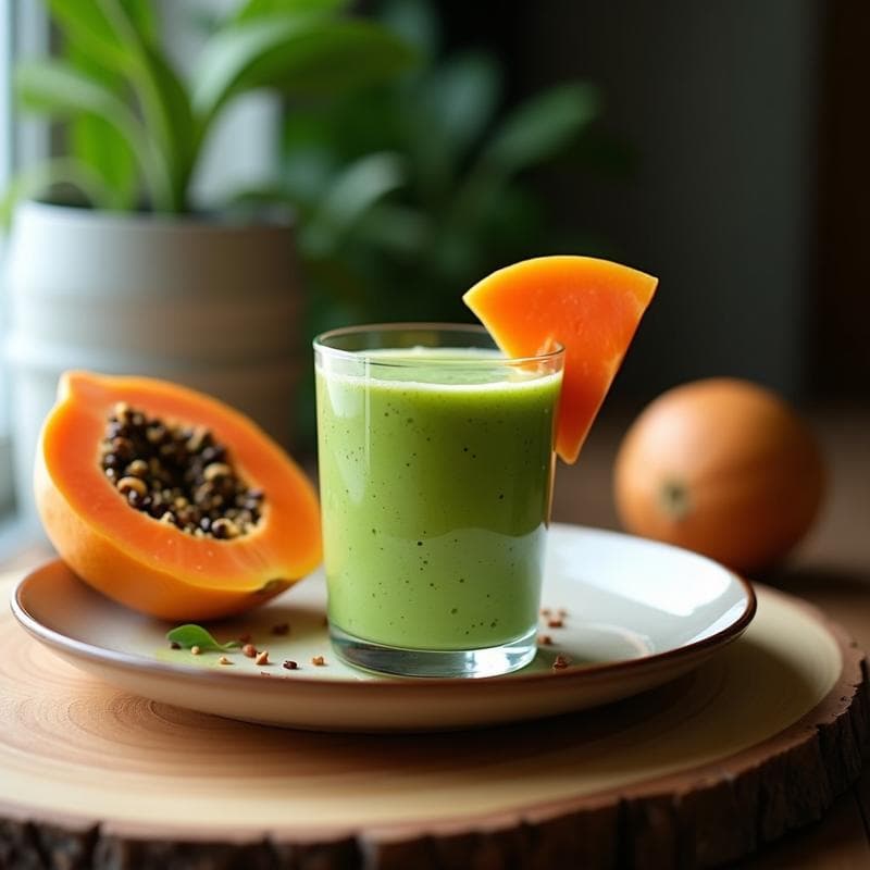 Batido de Papaia y Espirulina con Leche de Coco: Desayuno Tropical Detox
