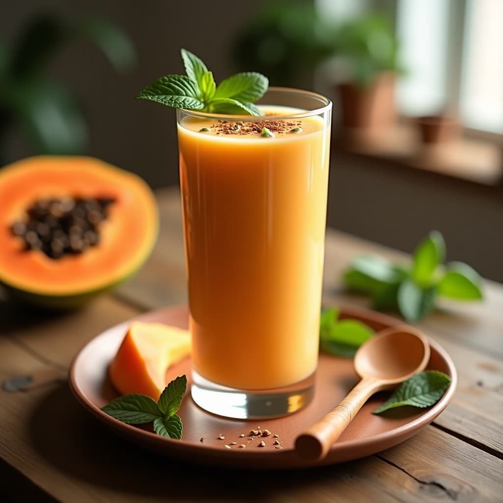 Batido de Papaya y Semillas de Cárdamo con Leche de Avena: Bebida Ayurvédica para la Digestión