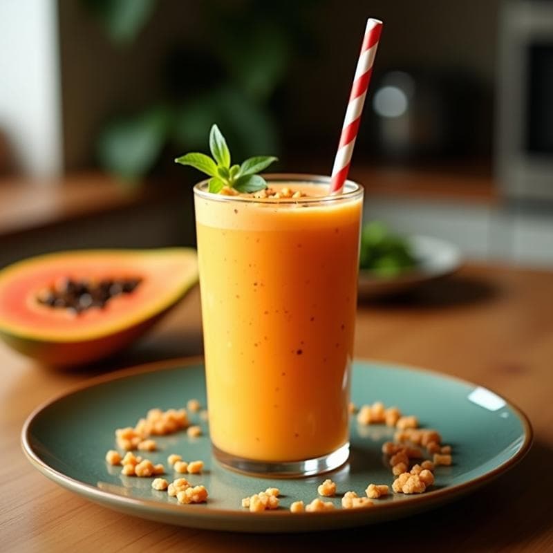 Batido de Papaya y Chía con Agua de Coco: Bebida Tropical Detox y Sin Azúcar