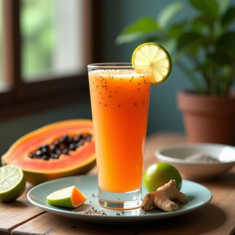 Batido de Papaya, Chía y Jengibre: Bebida Detox para Quemar Grasas en 5 Minutos
