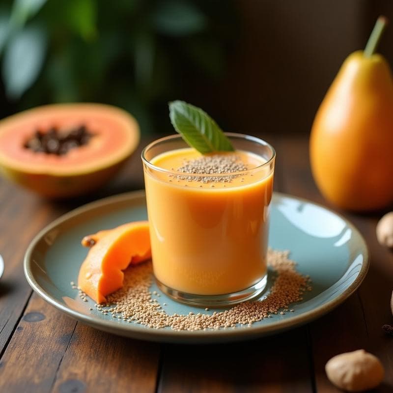 Batido de Papaya, Jengibre y Leche de Coco con Semillas de Chía: Bebida Digestiva y Energética