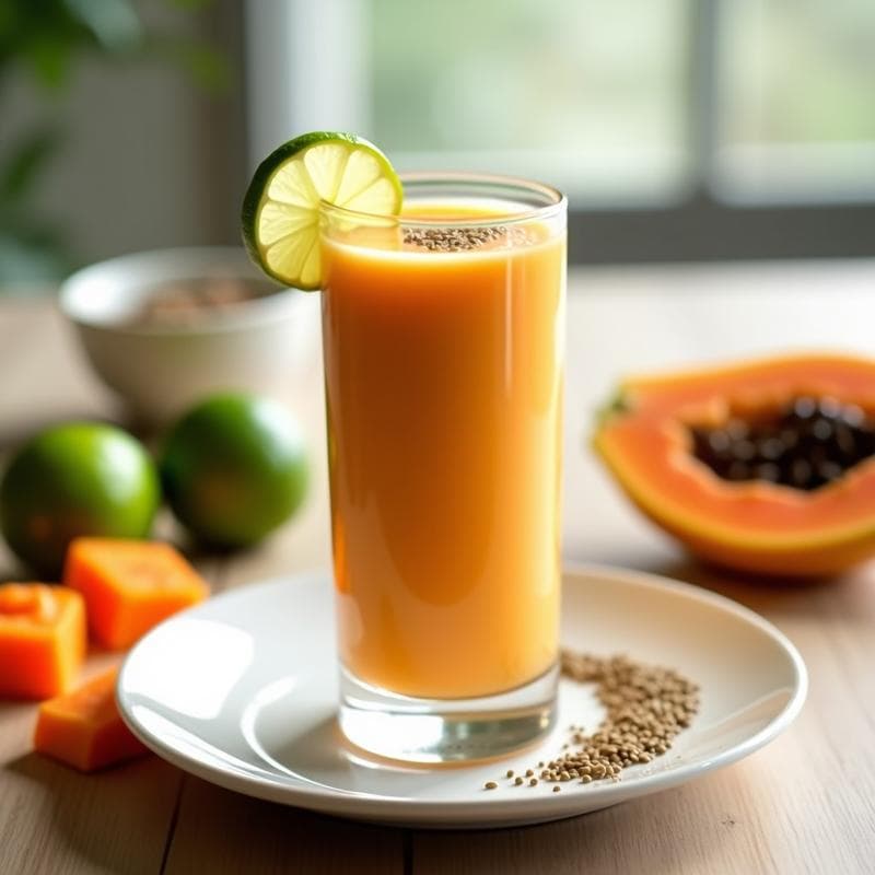 Batido de Papaya, Lima y Semillas de Hemp: Bebida Energética Sin Lactosa y Rica en Omega-3