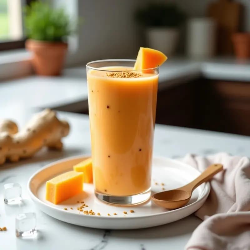 Batido de Papaya y Linaza con Jengibre: Bebida Desintoxicante Alta en Fibra en 5 Minutos