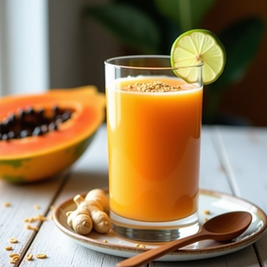 Batido de Papaya y Linaza con Jengibre: Bebida Detox Vegana para Inmunidad en 5 Minutos