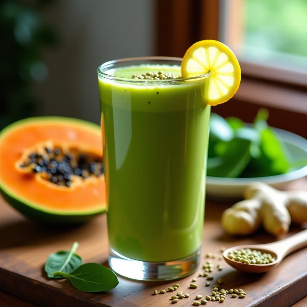 Batido de Papaya Verde y Jengibre con Semillas de Hinojo: Bebida Detox para la Digestión
