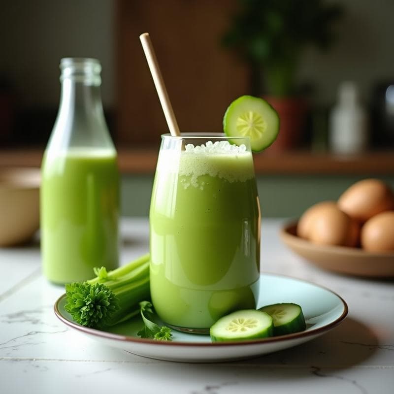Batido de Pepino, Apio y Jengibre con Agua de Coco: Bebida Desintoxicante y Alcalina