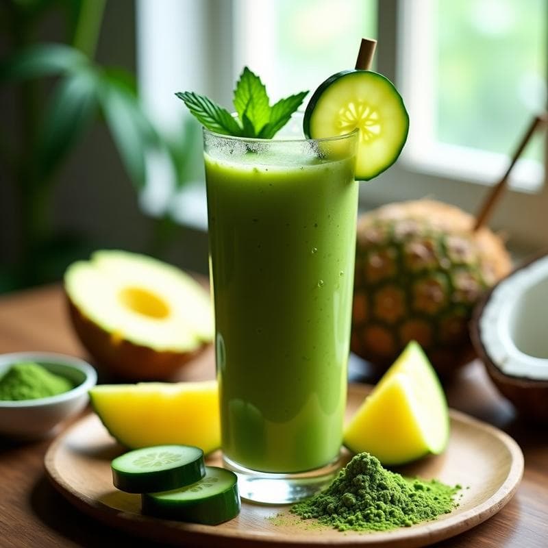 Batido de Pepino, Espirulina y Piña: Bebida Verdes Detox para Depurar