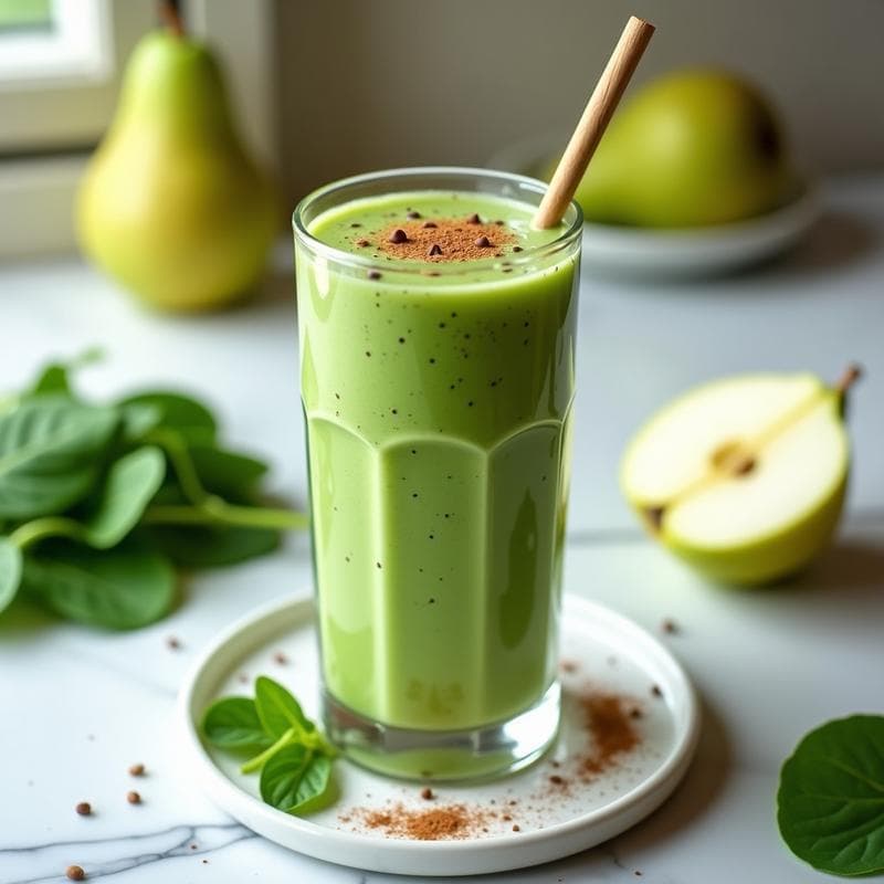 Batido de Pera con Espinacas y Manzana: Bebida Verde Energética para Niños