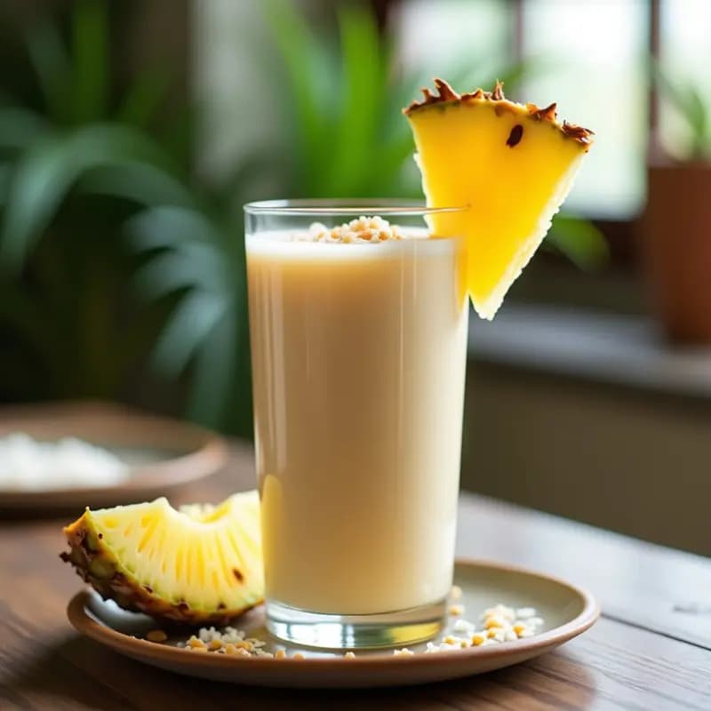 Batido de Piña Colada con Proteína de Guisante y Semillas de Chía: Bebida Tropical Post-Entreno