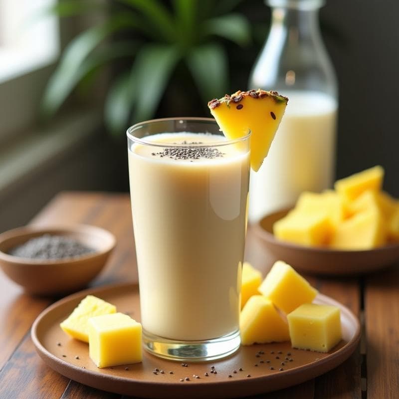 Batido de Piña y Kéfir con Semillas de Chía: Bebida Probiótica y Digestiva en 5 Minutos