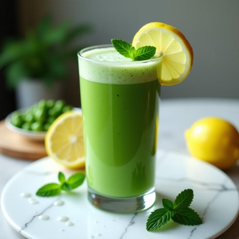 Batido de Pisello Verde y Mentol con Spirulina: Bebida Detox Vegana para el Intestino