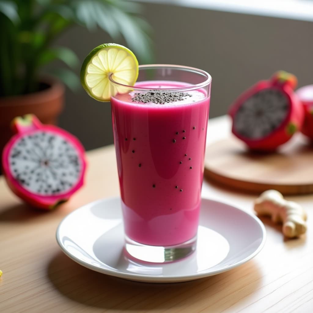 Batido de Pitahaya Roja y Jengibre con Semillas de Chía: Bebida Antioxidante en 5 Minutos
