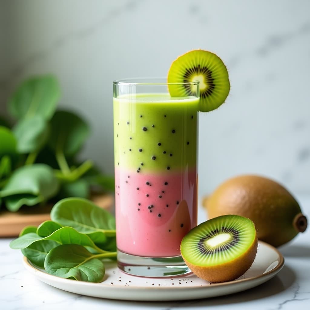 Batido de pitahaya y kiwi con espinacas: Bebida detox y rica en vitamina C