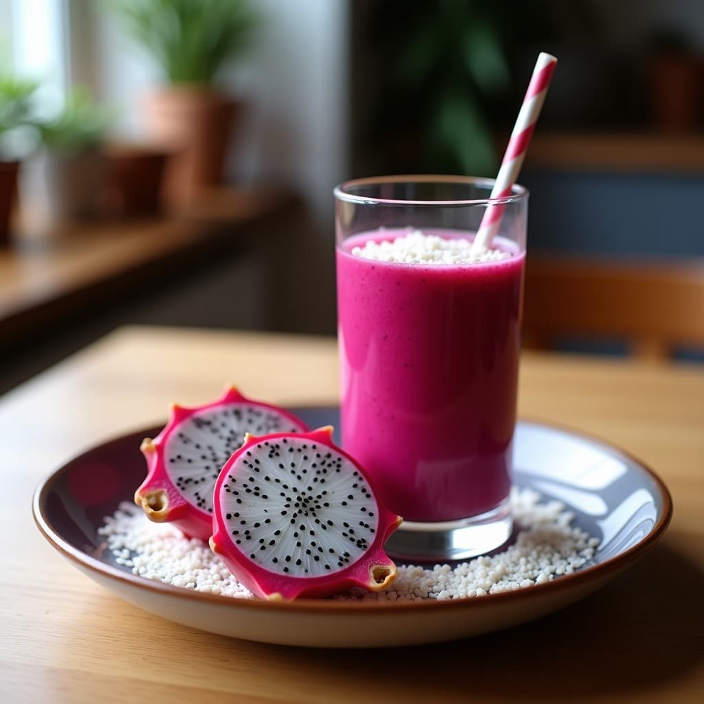Batido de pitahaya rosa y linaza con topping de coco rallado: Bebida Detox y Antiinflamatoria