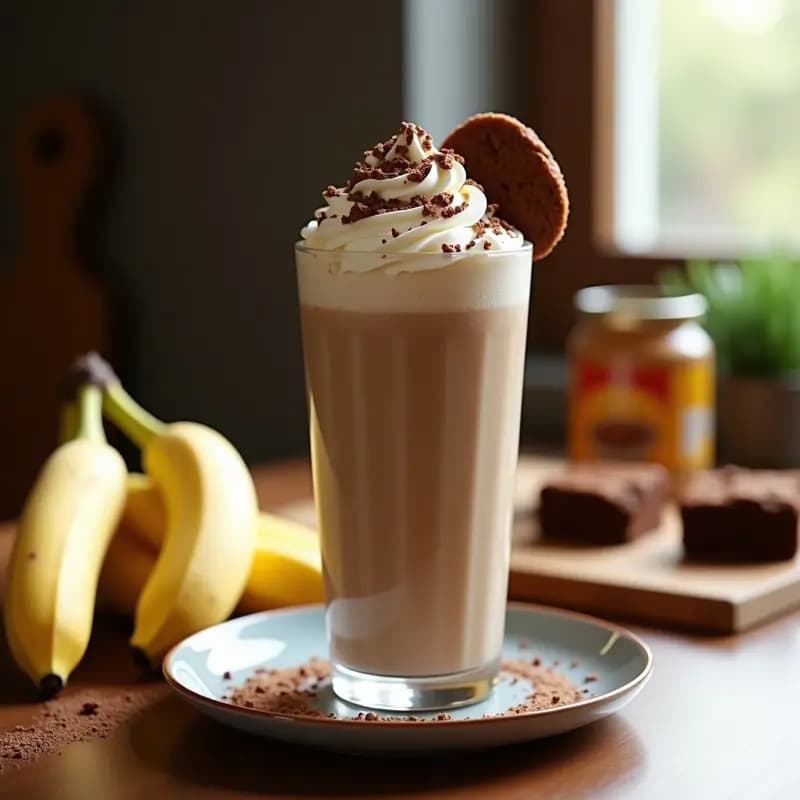 Batido de Plátano y Cacahuete con Trozos de Brownie: Energía Pura en Cada Sorbo
